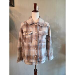 Paper Crane Women's Plaid Shacket Coat SZ Small Fall Wool